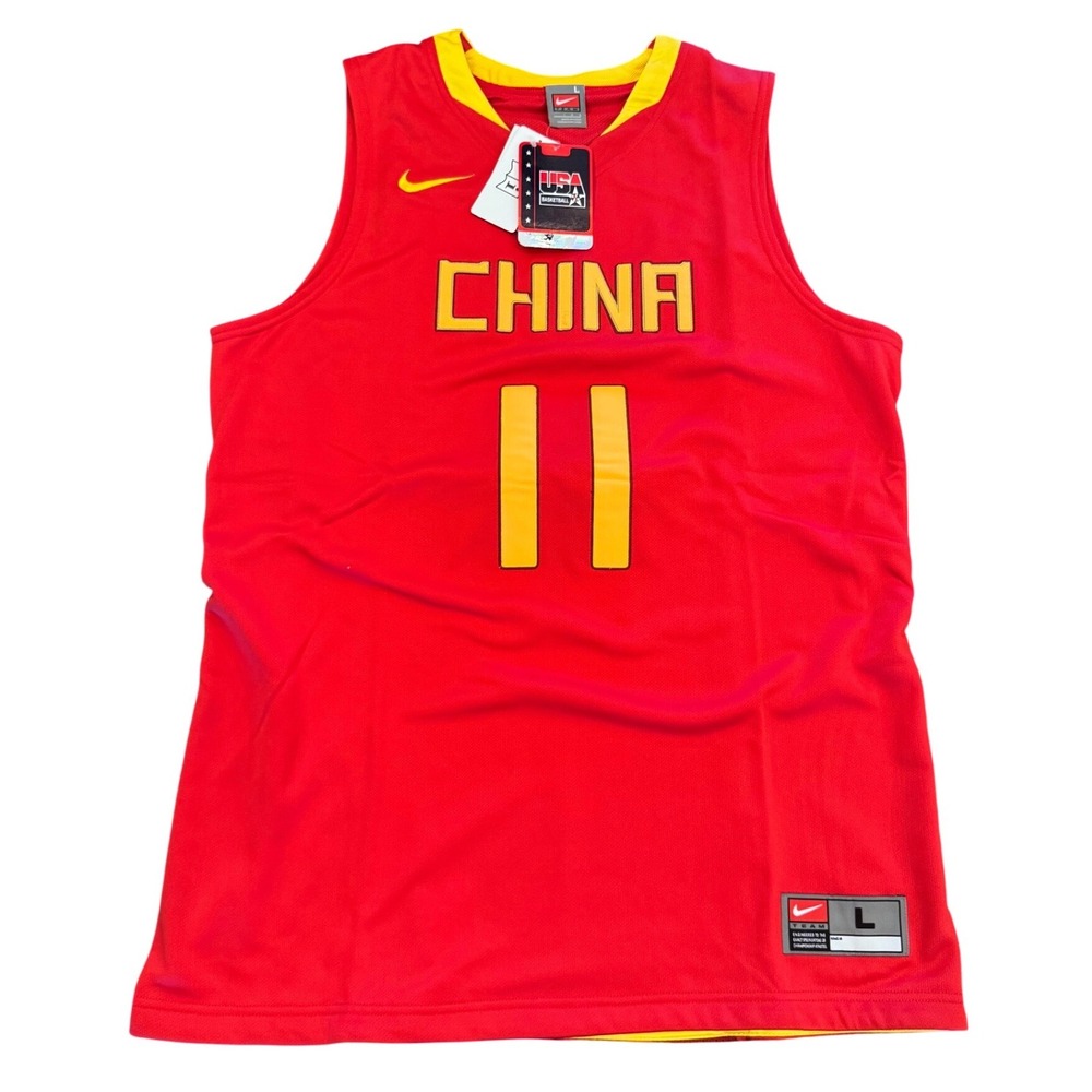 Nike China Basketball Jersey 11 J. L. Yi Red Yellow Mens Large 279435-657 NWT